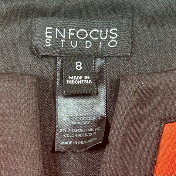 Enfocus Studio Sleeveless A-Line Peplum Midi Dress Size 8 Black Coral Office - Picture 2 of 9